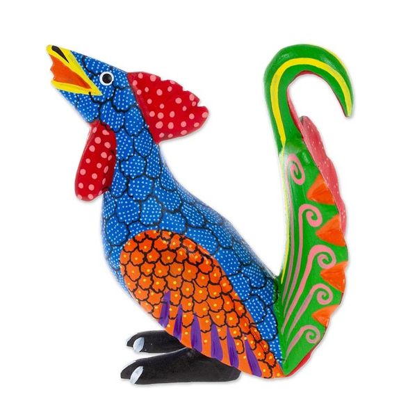 Alternate image for Wood Rooster Alebrije Figurine Carved and Painted by Hand Imposing Rooster