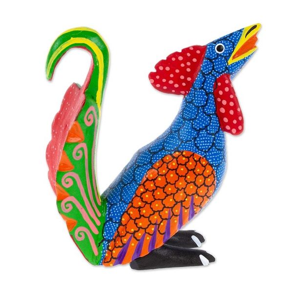 Alternate image for Wood Rooster Alebrije Figurine Carved and Painted by Hand Imposing Rooster