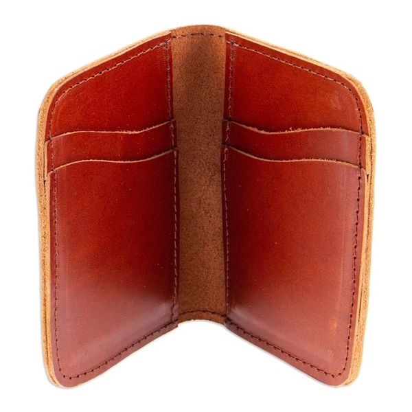 Alternate image for Brown Leather Card Wallet with Six Compartments Brown Wealth