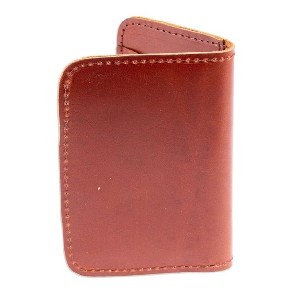 Alternate image for Brown Leather Card Wallet with Six Compartments Brown Wealth