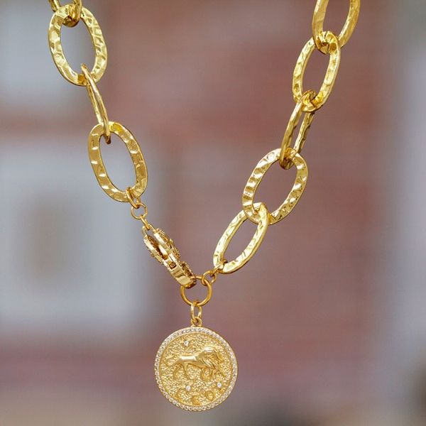 Alternate image for 24k Gold-Plated Cubic Zirconia Leo Pendant Necklace Leo Born
