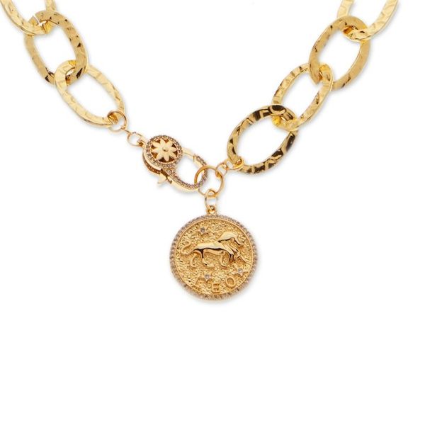 Alternate image for 24k Gold-Plated Cubic Zirconia Leo Pendant Necklace Leo Born