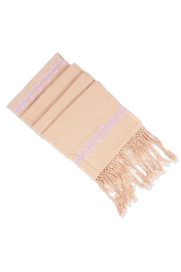Alternate image for Pink Embroidered Cotton Shawl in a Solid Caramel Hue Empresss Pink Spirit