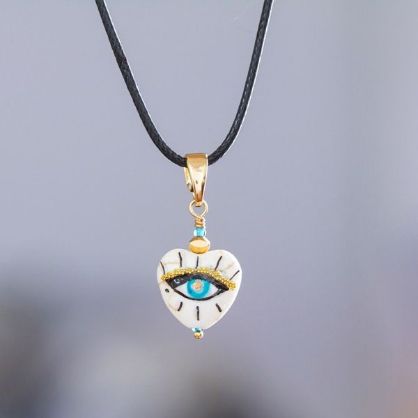 Alternate image for 14k Gold-Accented Pendant Necklace with Hand-Painted Motifs Mystic Glance