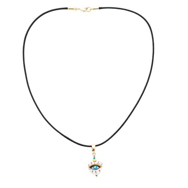 Alternate image for 14k Gold-Accented Pendant Necklace with Hand-Painted Motifs Mystic Glance