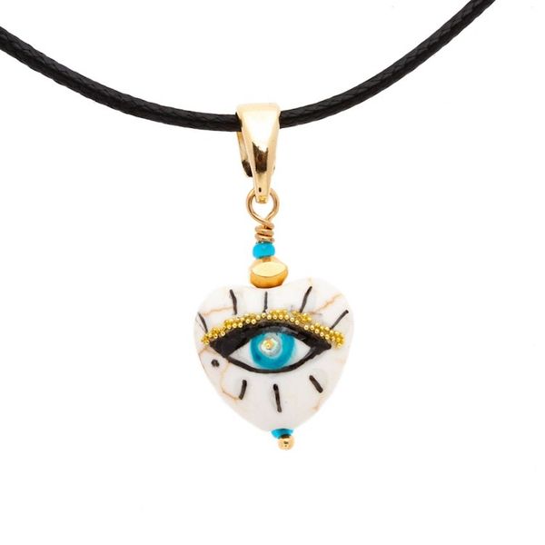 Alternate image for 14k Gold-Accented Pendant Necklace with Hand-Painted Motifs Mystic Glance