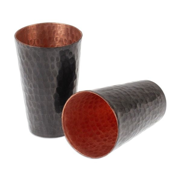 Alternate image for Black Hammered Oxidized Recycled Copper Tequila Cup Pair Drinking Pleasure