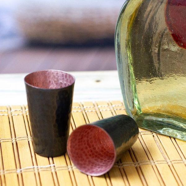Alternate image for Black Hammered Oxidized Recycled Copper Tequila Cup Pair Drinking Pleasure