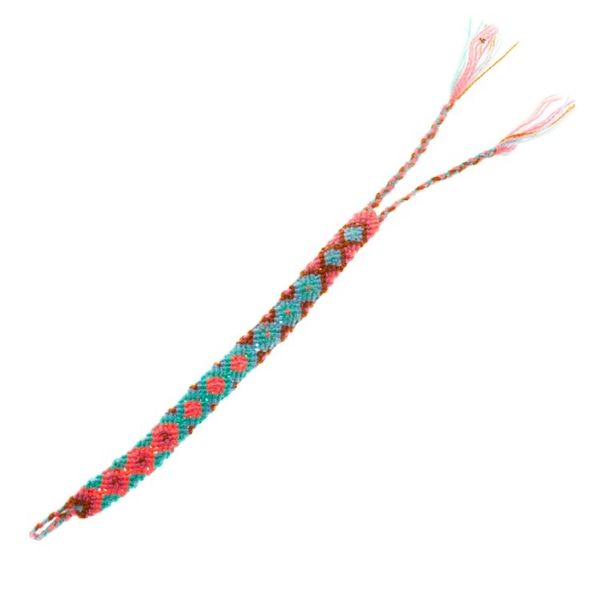 Alternate image for Handwoven Cotton Wristband Bracelet with a Geometric Pattern Mint Diamonds