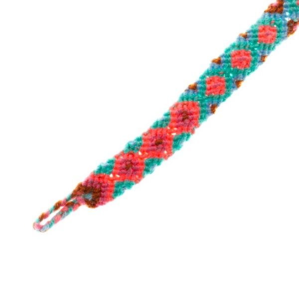 Alternate image for Handwoven Cotton Wristband Bracelet with a Geometric Pattern Mint Diamonds