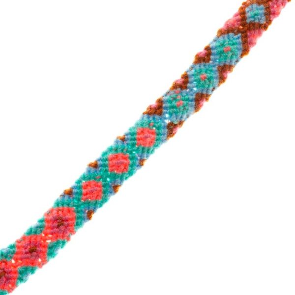Alternate image for Handwoven Cotton Wristband Bracelet with a Geometric Pattern Mint Diamonds