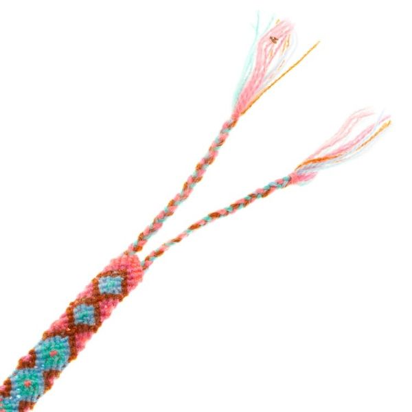 Alternate image for Handwoven Cotton Wristband Bracelet with a Geometric Pattern Mint Diamonds