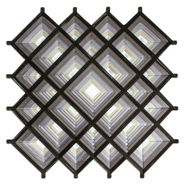Alternate image for Pine Wood Handwoven Coal Wall Art with Geometric Motifs Coal Divinity