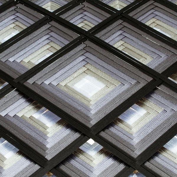 Alternate image for Pine Wood Handwoven Coal Wall Art with Geometric Motifs Coal Divinity