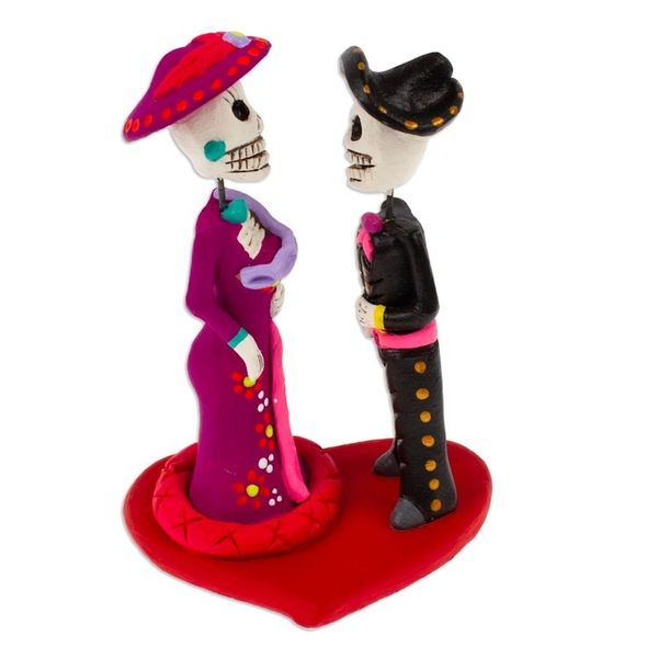 Alternate image for Hand-Painted Romantic Ceramic Day of The Dead Sculpture Underworld Liaison