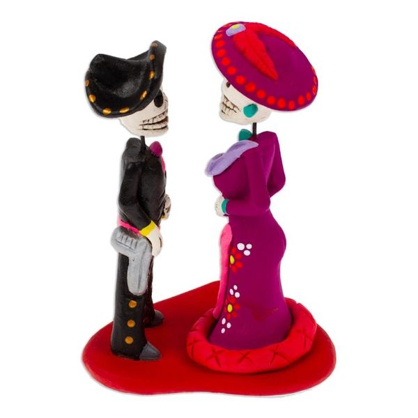 Alternate image for Hand-Painted Romantic Ceramic Day of The Dead Sculpture Underworld Liaison