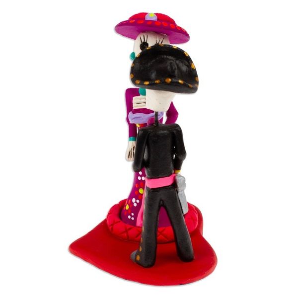 Alternate image for Hand-Painted Romantic Ceramic Day of The Dead Sculpture Underworld Liaison