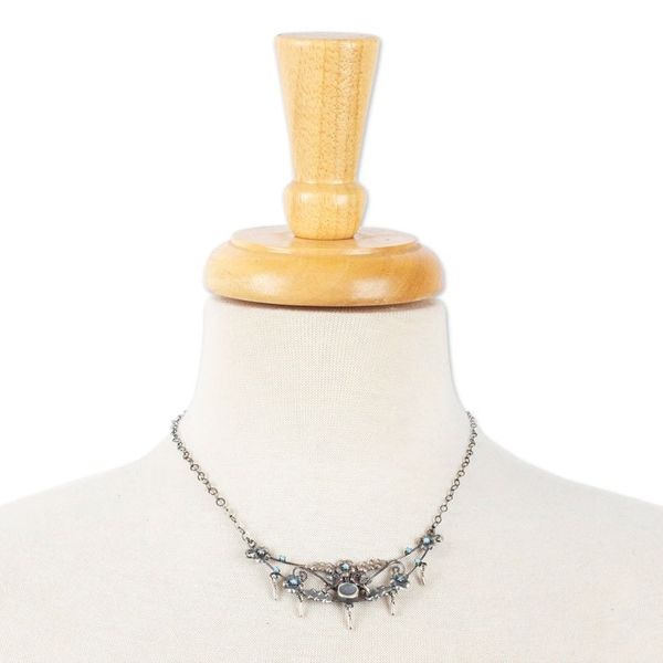 Alternate image for Floral Sterling Silver Pendant Necklace with Glass Beads Peace Realm