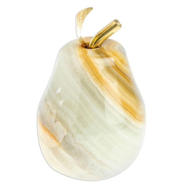Alternate image for Onyx and Brass Pear Sculpture from Mexico Eris Pear