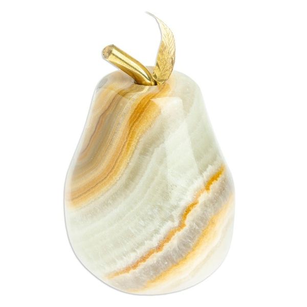 Alternate image for Onyx and Brass Pear Sculpture from Mexico Eris Pear