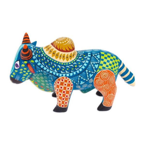Alternate image for Colorful Hand-Painted Mexican Wood Alebrije Bull Figurine Invincible Bull