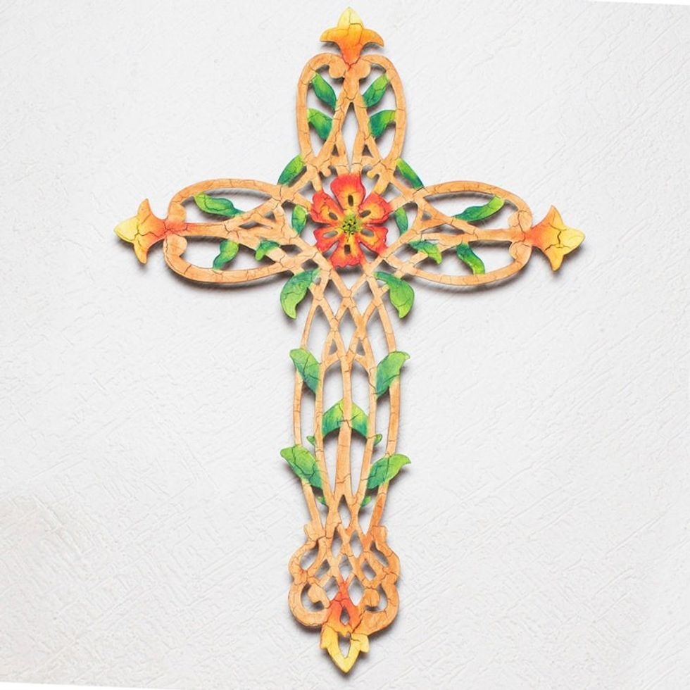 Handcrafted Steel Wall Cross 'Garden of Eden'