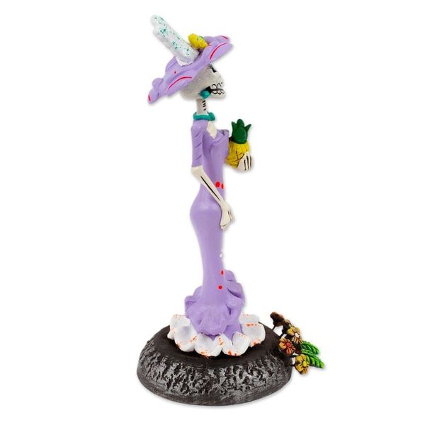 Alternate image for Handcrafted Floral Lavender Catrina Sculpture on Floral Base The Glorious Catrina
