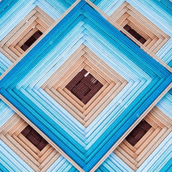 Alternate image for Pine Wood Handwoven Blue Wall Art with Geometric Motifs Blue Divinity