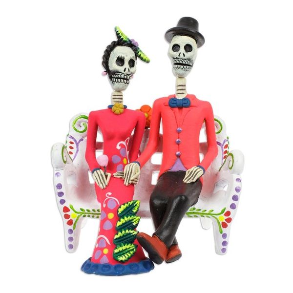 Alternate image for Painted Romantic Classic Catrin Couple Ceramic Sculpture Catrin Honeymoon
