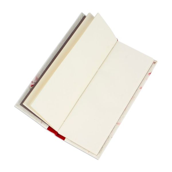 Alternate image for Handcrafted Floral Red Amate Paper Notebook from Mexico Passionate Thoughts