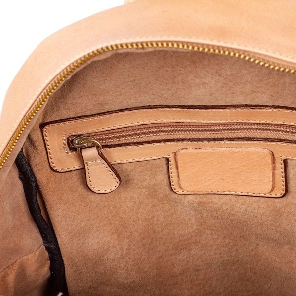 Alternate image for Leafy-Patterned Leather Backpack in Beige from Mexico Floral Artisan in Beige