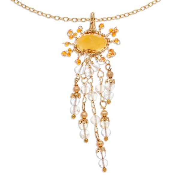 Alternate image for Gold-Accented Citrine and Cubic Zirconia Pendant Necklace Absolute Joy