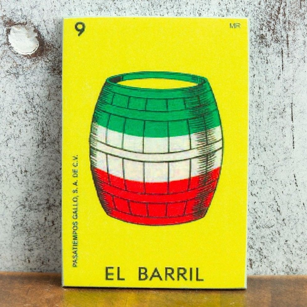 Mexican Wood Magnet with Colorful Barrel Decoupage 'Festive Barrel'