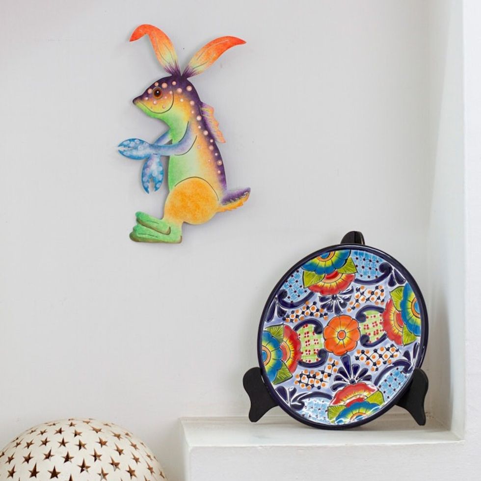 Handcrafted Alebrije Steel Wall Art of a Marine Creature 'Marine Dream'