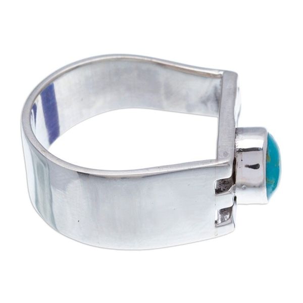 Alternate image for Modern Taxco 950 Silver Cocktail Ring with Turquoise Stone Charming Harp