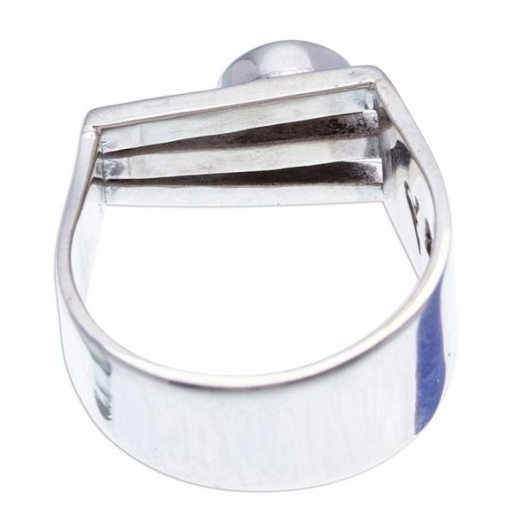 Alternate image for Modern Taxco 950 Silver Cocktail Ring with Turquoise Stone Charming Harp