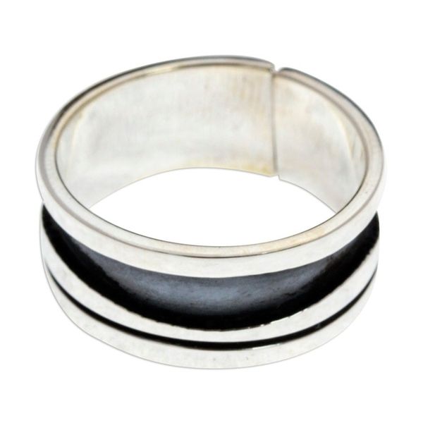Alternate image for Modern Sterling Silver Band Ring Crafted in Mexico Rustic Charm