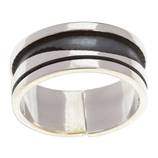 Alternate image for Modern Sterling Silver Band Ring Crafted in Mexico Rustic Charm