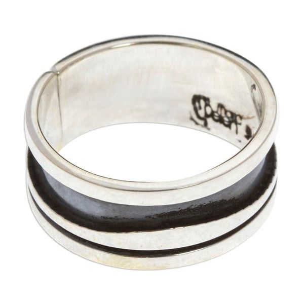 Alternate image for Modern Sterling Silver Band Ring Crafted in Mexico Rustic Charm