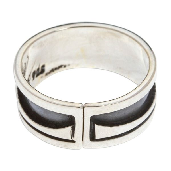 Alternate image for Modern Sterling Silver Band Ring Crafted in Mexico Rustic Charm