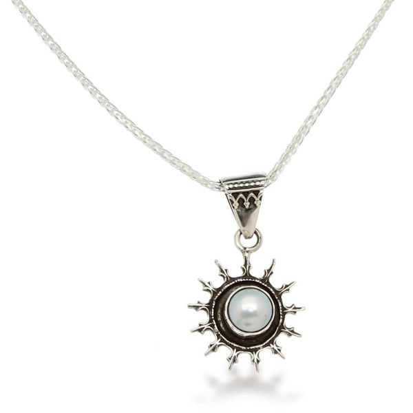 Alternate image for Sun-Themed Sterling Silver and White Pearl Pendant Necklace Pearly Dawn