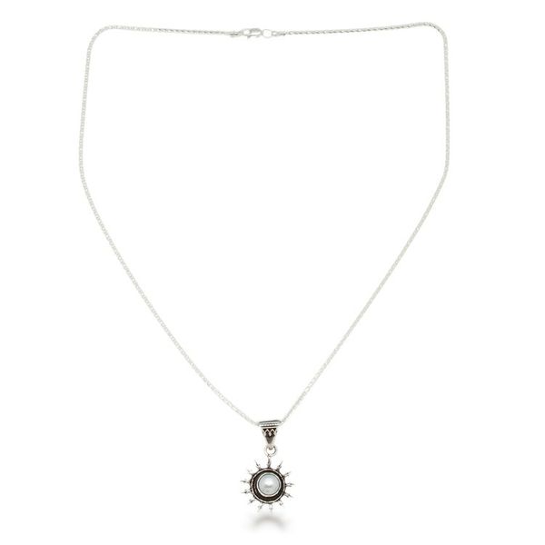 Alternate image for Sun-Themed Sterling Silver and White Pearl Pendant Necklace Pearly Dawn