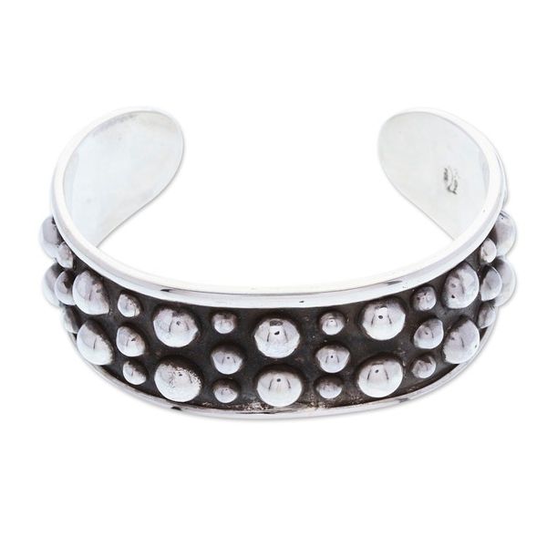 Alternate image for Polished Bubble-Patterned Sterling Silver Cuff Bracelet Palatial Bubbles