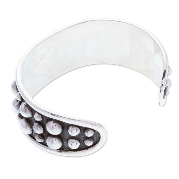 Alternate image for Polished Bubble-Patterned Sterling Silver Cuff Bracelet Palatial Bubbles