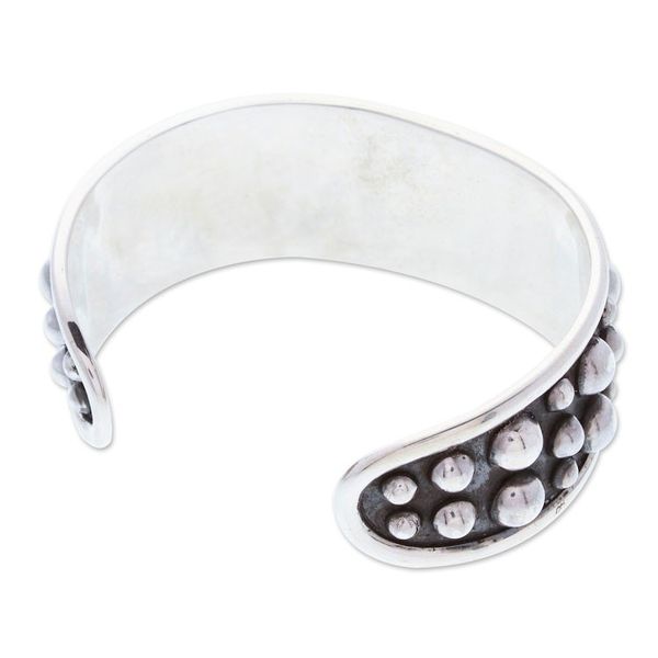 Alternate image for Polished Bubble-Patterned Sterling Silver Cuff Bracelet Palatial Bubbles