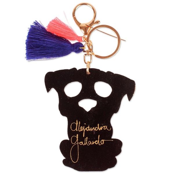 Alternate image for Hand-Painted Wood Day of the Dead Dog Keychain and Bag Charm Day of the Dead Dog