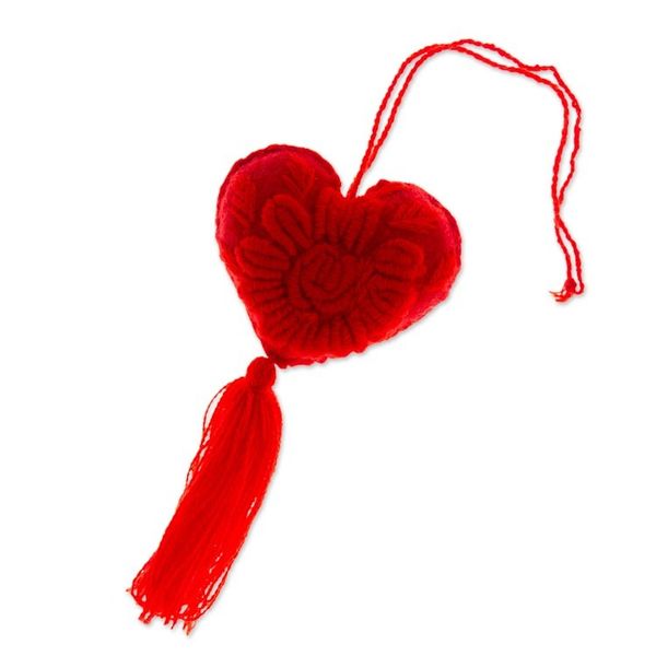 Alternate image for Candy Apple Wool Felt Ornament with Cotton Embroidery Little Candy Apple Heart
