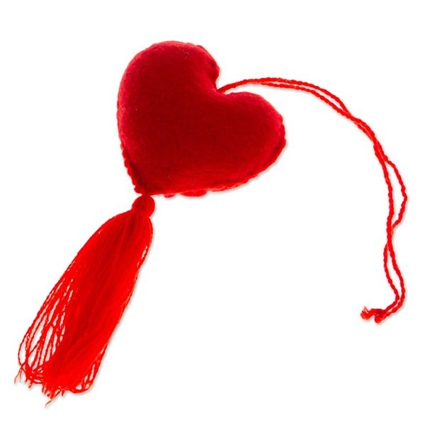 Alternate image for Candy Apple Wool Felt Ornament with Cotton Embroidery Little Candy Apple Heart