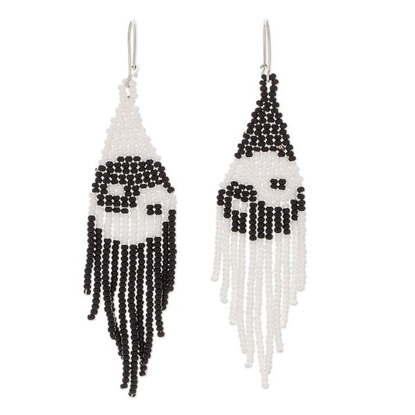 Alternate image for Yin and Yang-Themed Glass Beaded Waterfall Earrings Double Balance