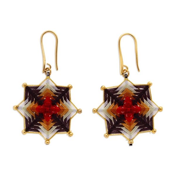 Alternate image for 18k Gold-Plated Dangle Earrings with Geometric Design Intense Mind